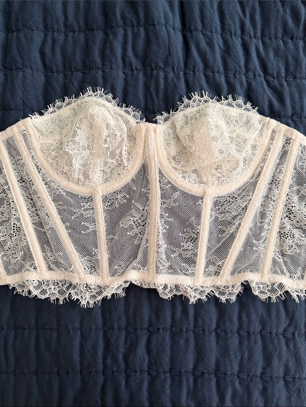 Victoria's Secret Lace Longline Bustier in Blush Cream